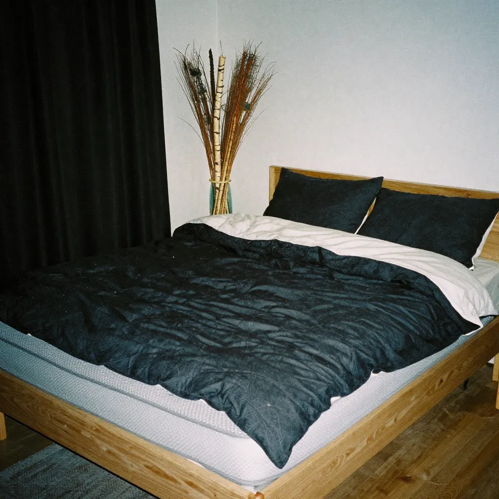 Cozy bedroom with thermal textiles